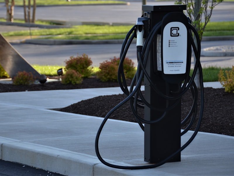 Commercial EV charging station at a fleet depot